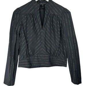 Marc Jacobs Black Long Sleeve V neck Top Size 6